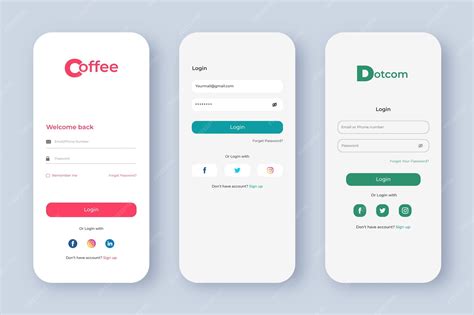 Premium Vector | Set of UI, UX, and GUI login screens. Screen for ...