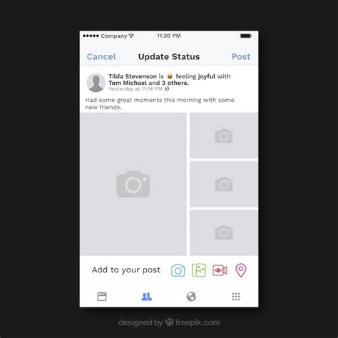 Facebook mobile post with flat design | Free Vector