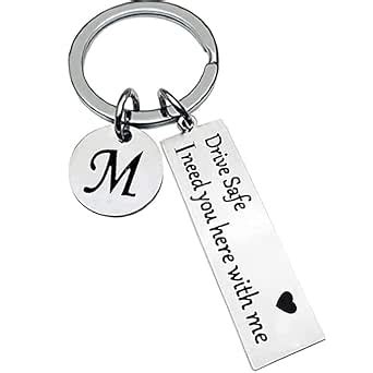 Drive Safe Keychain for Boyfriend Girlfriend – Letter M Keychain with ...