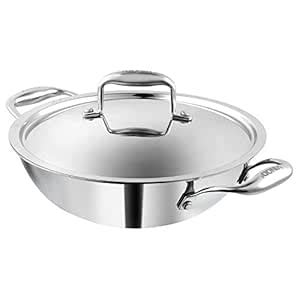 Buy Vinod Platnium Triply Stainless Steel Kadai with Lid - 2.5 Litre ...
