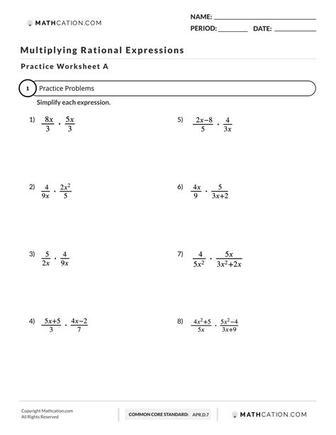 Multiplying Rational Expressions Worksheet, Examples, And Practice - Worksheets Library