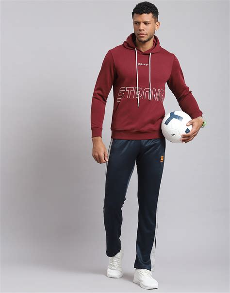 Buy Men Maroon Printed Hooded Full Sleeve Sweatshirt Online in India ...
