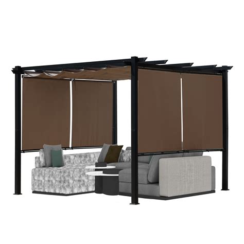 Aoodor 10 x 10 ft. Outdoor Aluminum Pergola with Retractable Shade ...