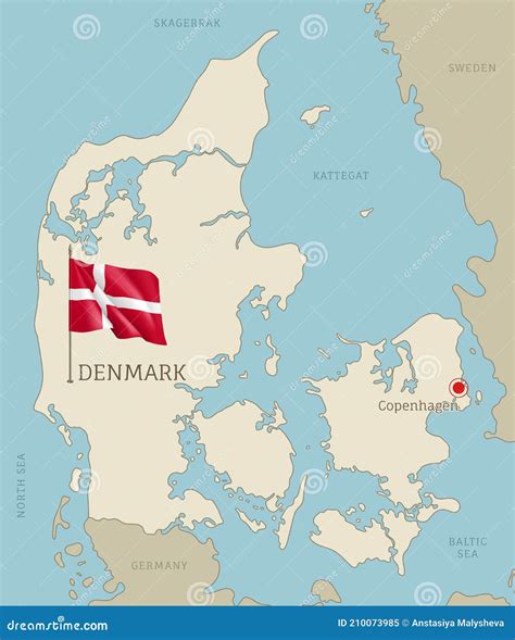 Denmark Highly Detailed Map with Territory Borders Stock Vector ...