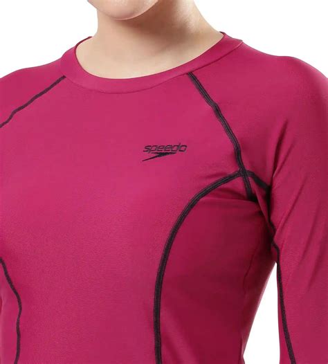 Buy Speedo Female Solid Long Sleeve RashTop Berry-True Navy SwimActive ...