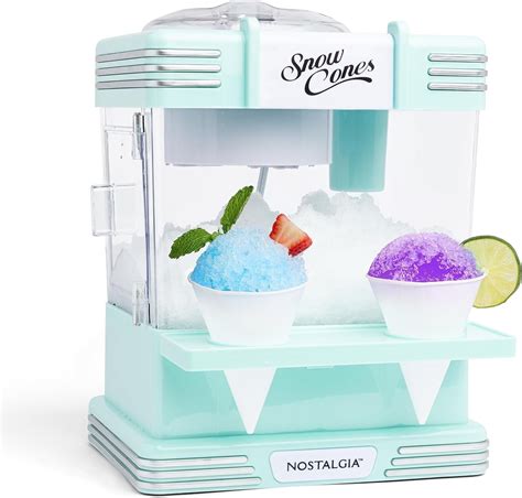 Nostalgia Snow Cone Maker Tabletop Shaved Ice Machine with 2 Reusable ...