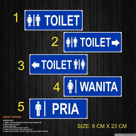 Jual Stiker Rambu Toilet / Stiker Petunjuk Arah WC / Sticker Sign ...