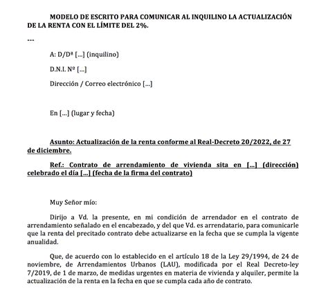 Límite del 2% a la subida de la renta para 2023