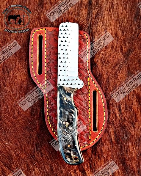 Custom handmade rasp steel bull cutter knife – Lazy J Custom Knives