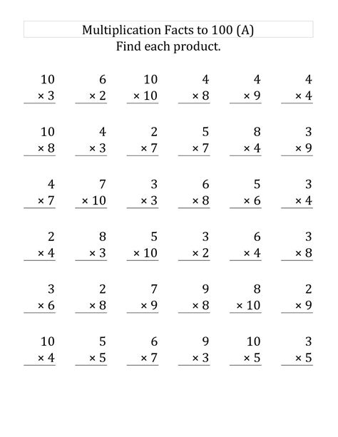 Image result for 3rd Math Multiplication Worksheets
