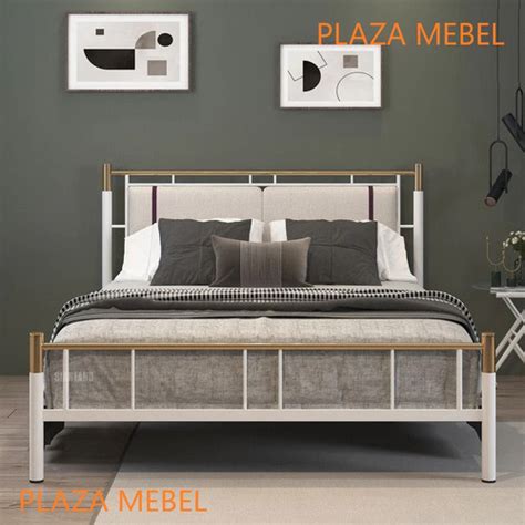 Jual Bed Ranjang Besi IMOLA White Putih Gold Uk 160 - 180 / Metal Bed ...