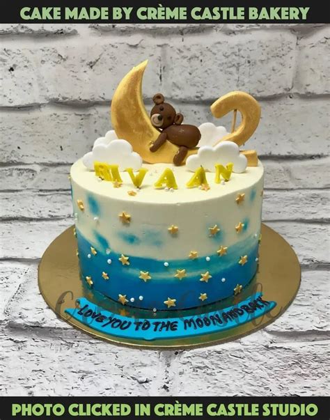 Shaded Teddy Moon Design Cake – Creme Castle