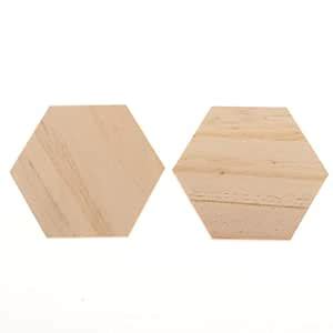 ECOMISTIQ® 25 Pieces Natural Wood Hexagon Plaque Sign Slices Unfinished ...