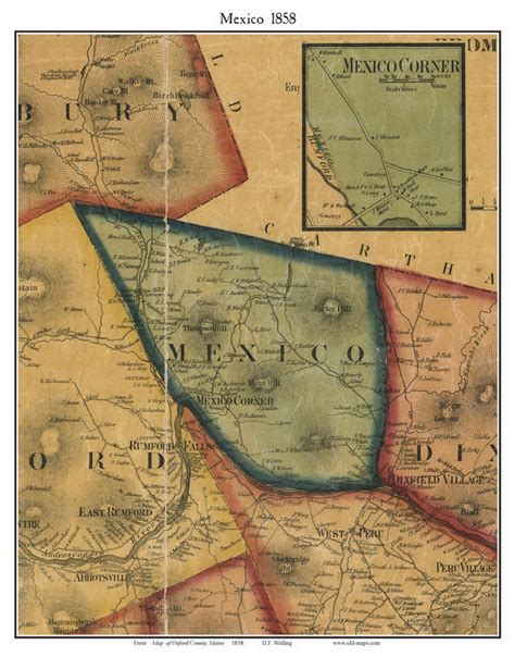 Mexico, Maine 1858 Old Town Map Custom Print - Oxford Co. - OLD MAPS