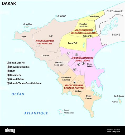 administrative map of the senegalese capital dakar Stock Vector Image & Art - Alamy