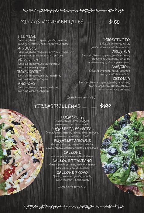 Menu at El Pibe De Barrio, Mexico City