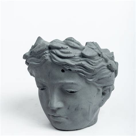 Abbott-Dark Concrete-Face shaped Planter- Greek Goddess head – Greyt