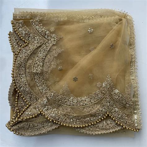 Gold Sequin Zari Scalloped Net Dupatta – anokherang