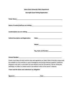 Fillable Online salemstate Overnight Guest Form - Salem State ...