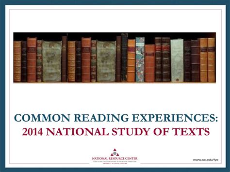 PPT - Reading and Rigor: A National Study of Common Reading Book ...