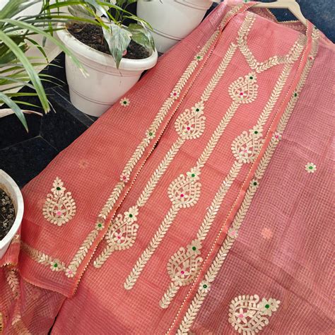 Pure Kota-Doria Unstitched Suit Gota Patti work Work – thecotlin