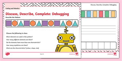 Grade 1 Robotics and Coding Discuss Describe Debug - Twinkl