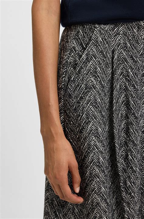 BOSS - Regular-fit wide-leg trousers in herringbone tweed - Grey Patterned