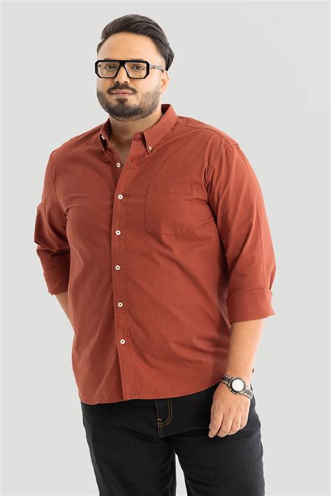 Buy Men's Lucia Rust Plain Plus Size Shirts Online | Snitch – SNITCH
