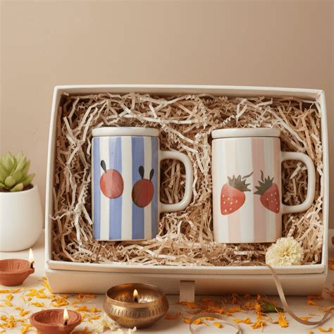 Giftbox- Mugs with Lid (Striped Mugs) – del hogar