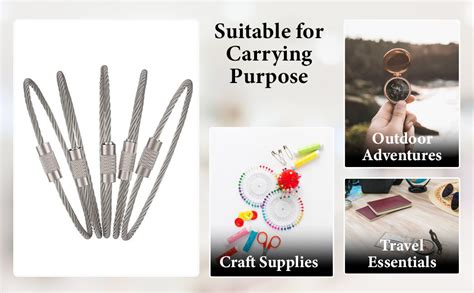 PALAY® 20Pcs Stainless Steel Keyring, 15cm Wire Rope Key Ring cables ...