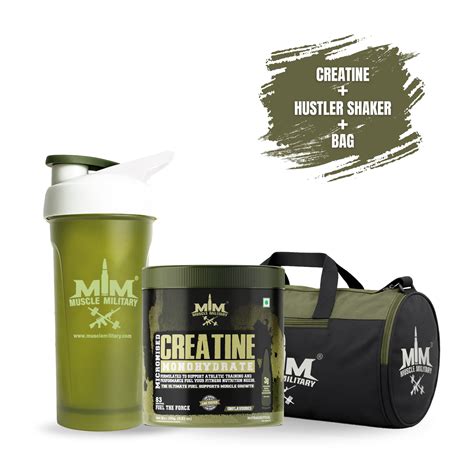 Creatine Monohydrate + Gym Bag + Hustler Shaker 700ml – Muscle Military
