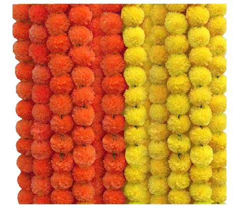Buy Angel Store Genda Phool Artificial Marigold Fluffy Flower Mala ...