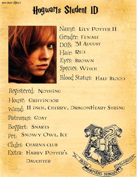 Lily Potter II ID by Swiftfang-Rules on DeviantArt