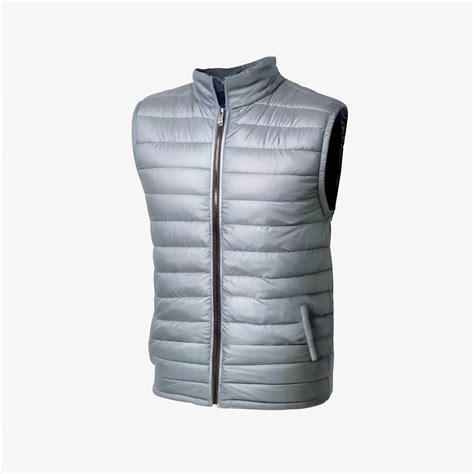 Light Grey Sleeveless Puffer Vest Jacket For Men
