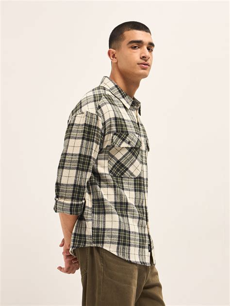 Shop Multicolor Tartan Check Relaxed Fit Shacket Online. – bearhouseindia