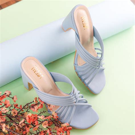 Calm Sky Blue Strappy Block Heels - Her Shades – Tiesta Store