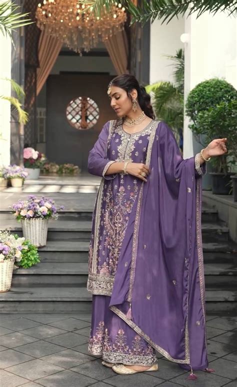 Outstanding Sequence Work Purple Color Sharara Suit – RangVastra.com