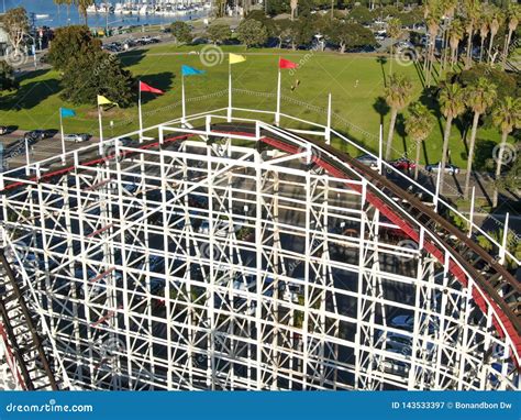 Aerial View Iconic Giant Dipper Roller Coaster in Belmont Park, San Diego, USA Editorial ...