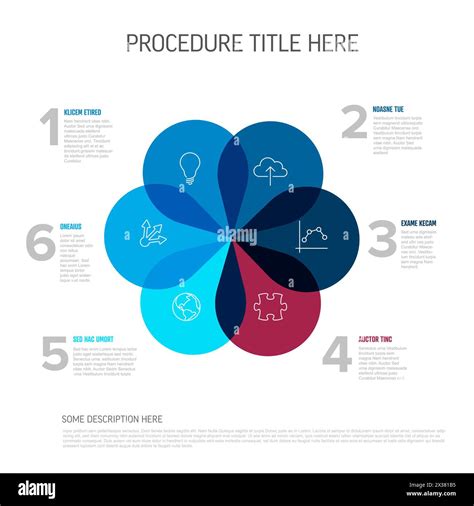 Fresh Infographic Template with Six blue and red Petal Design items on ...