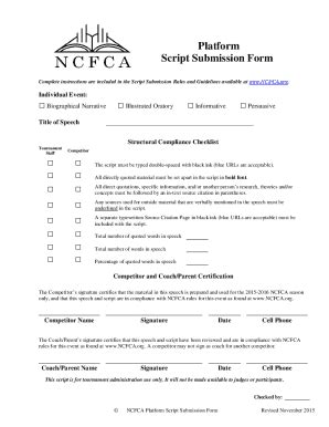 Fillable Online Ncfca Platform Script Submission Form Fax Email Print ...
