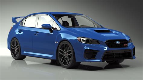 Subaru WRX STI 2021 Sedan Blue Simple Interior 3D Model $69 - .3ds .blend .c4d .fbx .max .ma ...