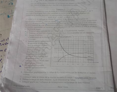 Solved: v=-k avec K une constante qu il faut calculer sa valeur dt 2 4 ...