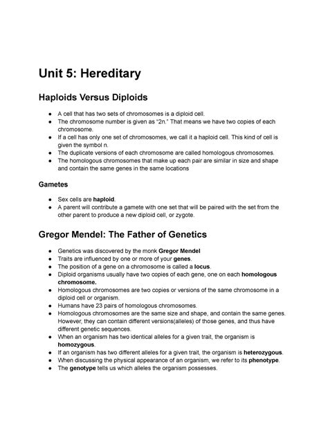 AP Bio Unit 5 - Full notes on AP BIO Unit 5 - Heredity - Unit 5 ...