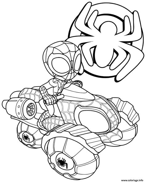 Coloriage Miles Morales Bike Spider Man ATV Quad Dessin Spidey à imprimer