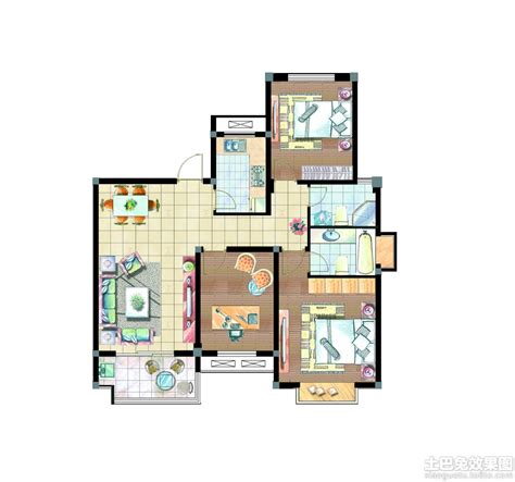 房子设计3D平面图_土巴兔装修效果图