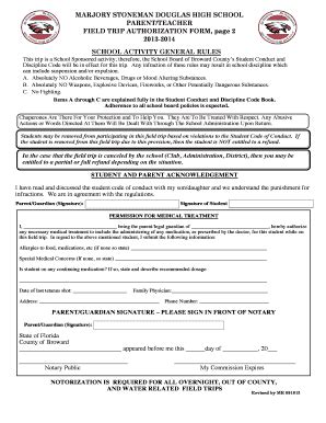 MARJORY STONEMAN DOUGLAS HIGH SCHOOL PARENT/TEACHER FIELD TRIP ...