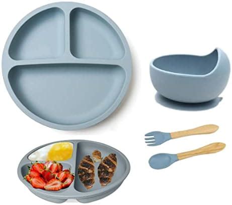 Nicety 4 Pcs Silicone Baby Solid Tableware Set, Baby Food Plate And ...