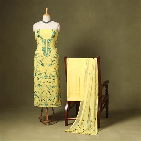 3pc Embroidered Chiffon Unstitched Phulkari Dress Material – iTokri आई ...