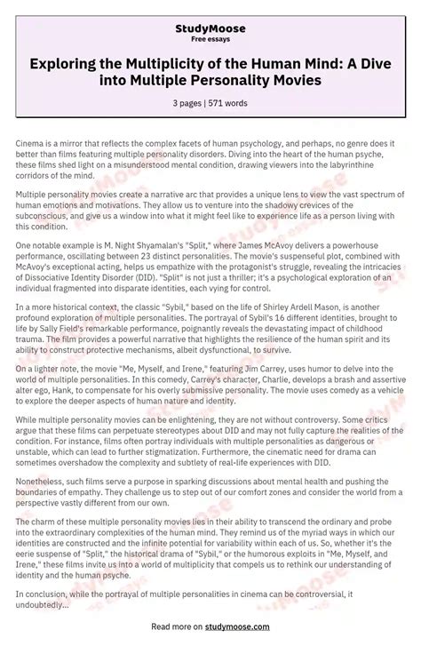 Exploring the Multiplicity of the Human Mind: A Dive into Multiple ...