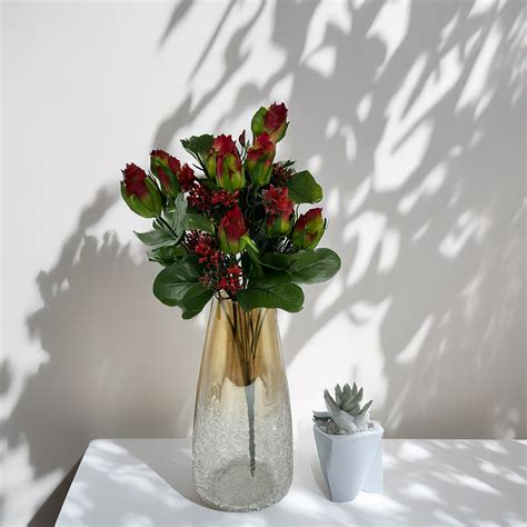 12 Red Tulip Artificial Flowers Bunch - Perfect for Home & Gifting ...